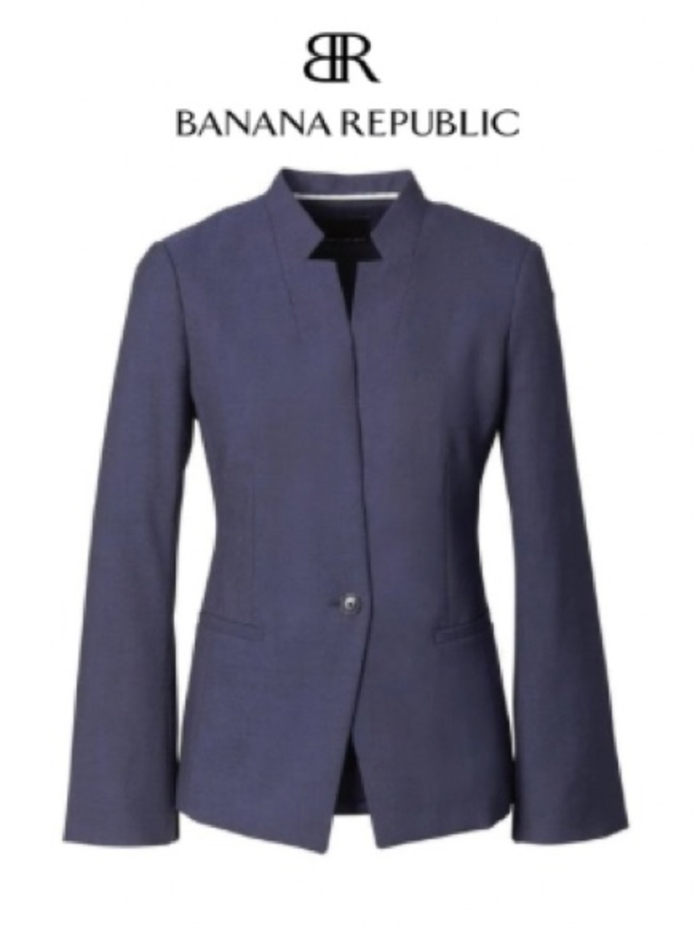 Banana Republic Women's Dark Navy Collarless Single-Button Blazer